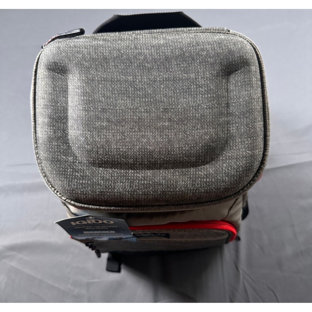 Igloo MaxCold Hard Top Backpack Cooler 18 Can Insulated Bag Grey Red NEW - Picture 6 of 9